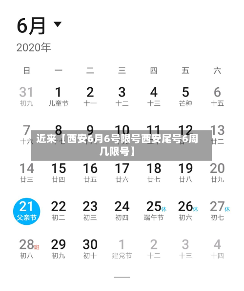 近来【西安6月6号限号西安尾号6周几限号】