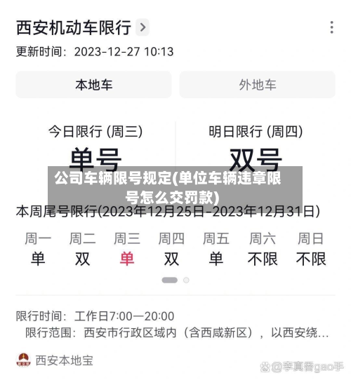 公司车辆限号规定(单位车辆违章限号怎么交罚款)