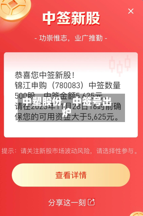 中塑股份，中签号出炉
