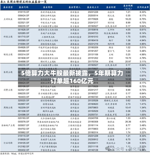 5倍算力大牛股最新披露，5年期算力订单超160亿元