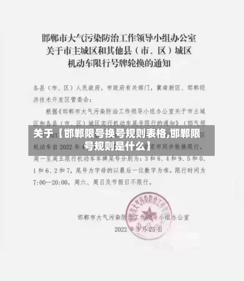 关于【邯郸限号换号规则表格,邯郸限号规则是什么】