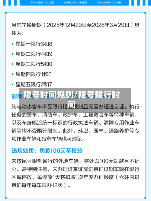 限号时间规则/限号限行时间