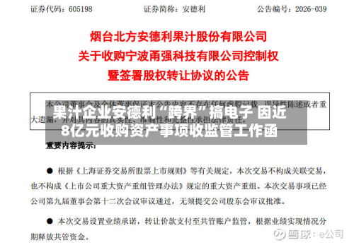 果汁企业安德利“跨界	”搞电子 因近8亿元收购资产事项收监管工作函-第3张图片