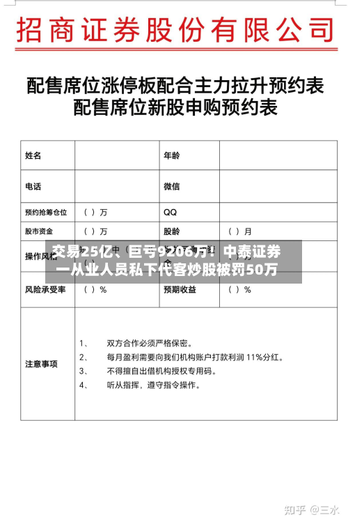 交易25亿、巨亏9206万！中泰证券一从业人员私下代客炒股被罚50万-第2张图片