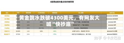 黄金跳水跌破4300美元，有网友大喊“快抄底	”-第2张图片