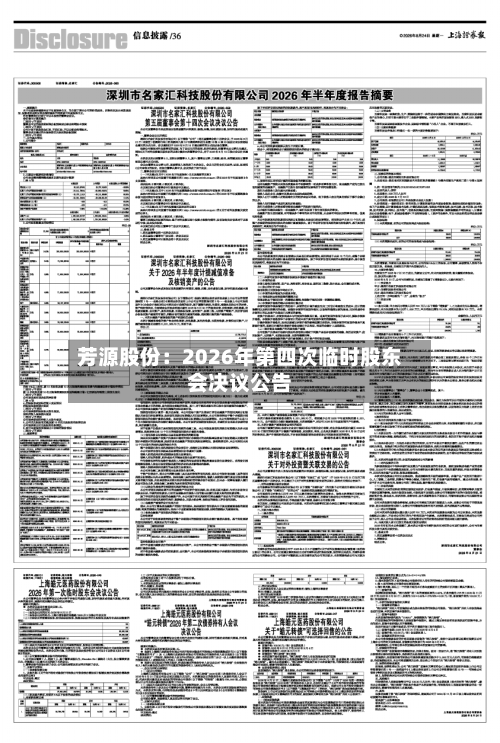 芳源股份：2026年第四次临时股东会决议公告